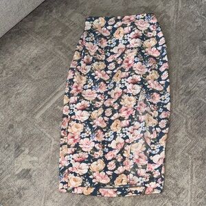 Abercrombie & Fitch Floral Midi Skirt - Navy and Pink